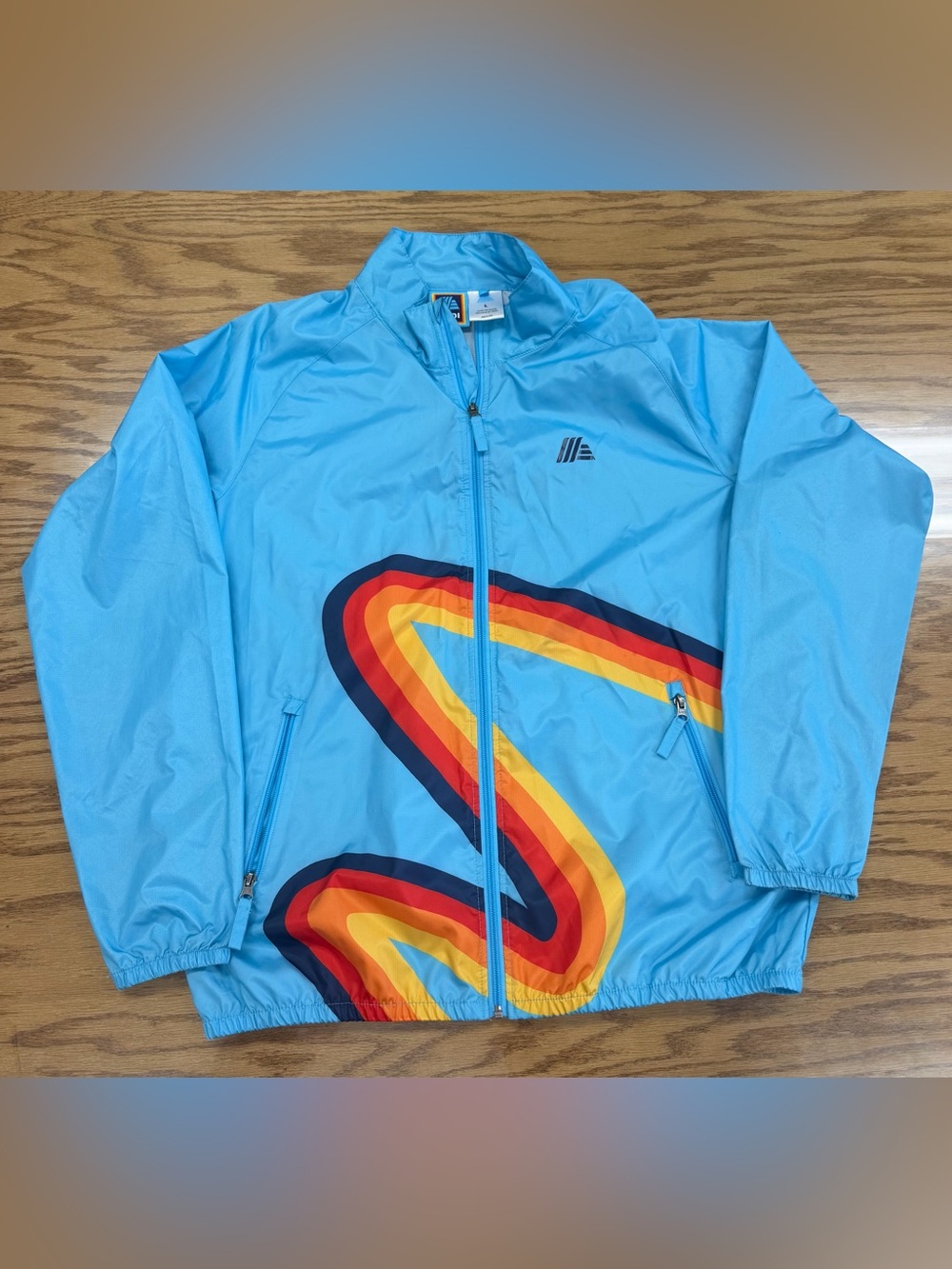 ALDI Gear Windbreaker Track Jacket Blue Orange Rainbow 50th Anniversary L 24x28